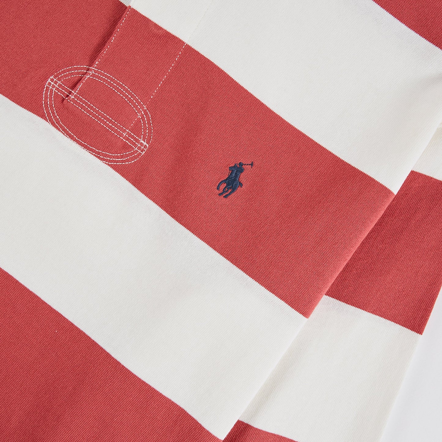 Khaki-Collar Rugby Shirt | Red Sky/Trophy Cream