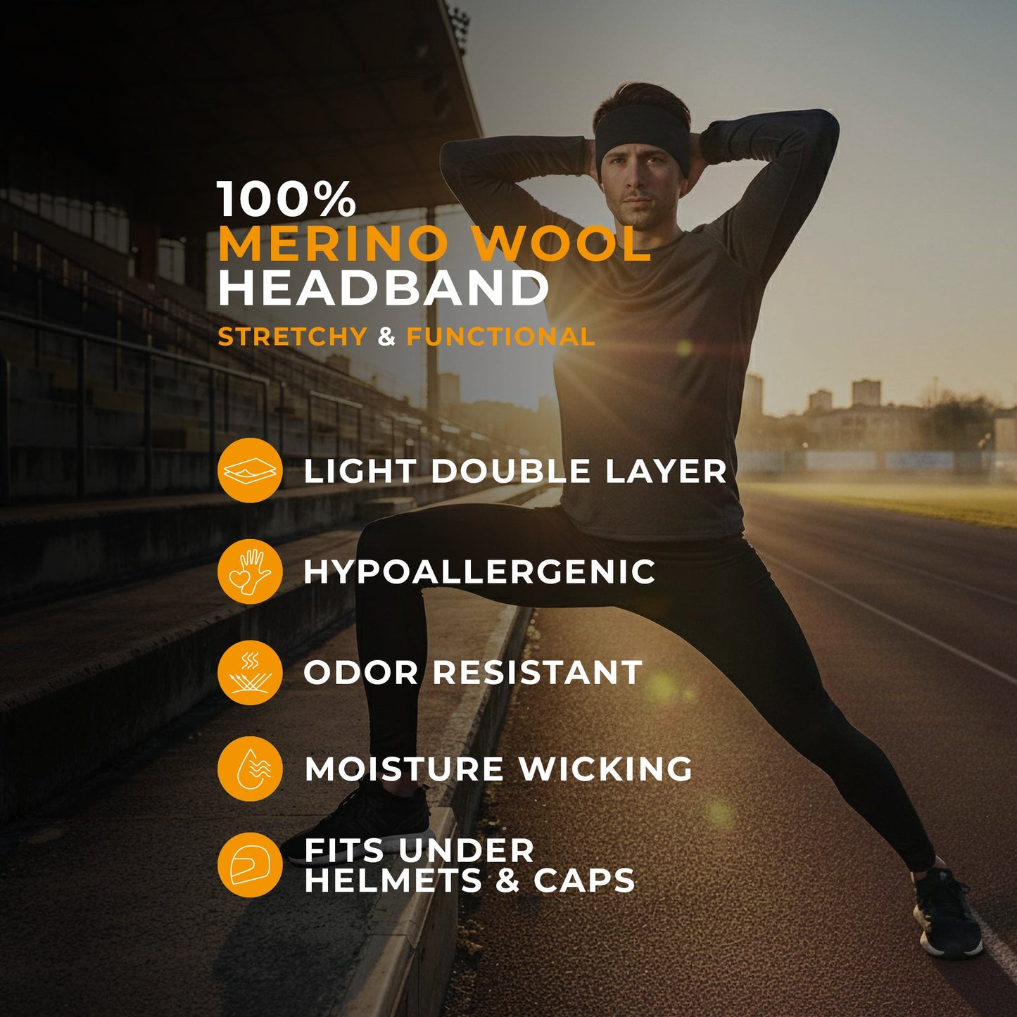 Men's Merino Training Headband Denim