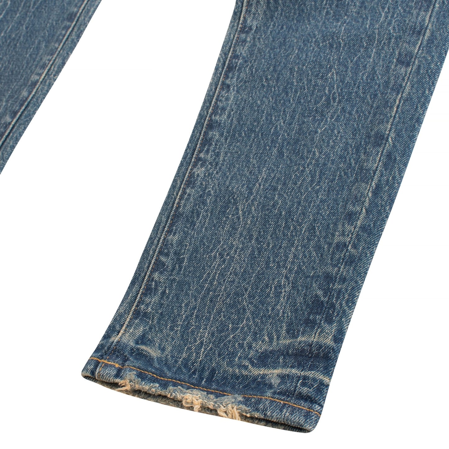 Crackle Coated Denim | Mid Indigo