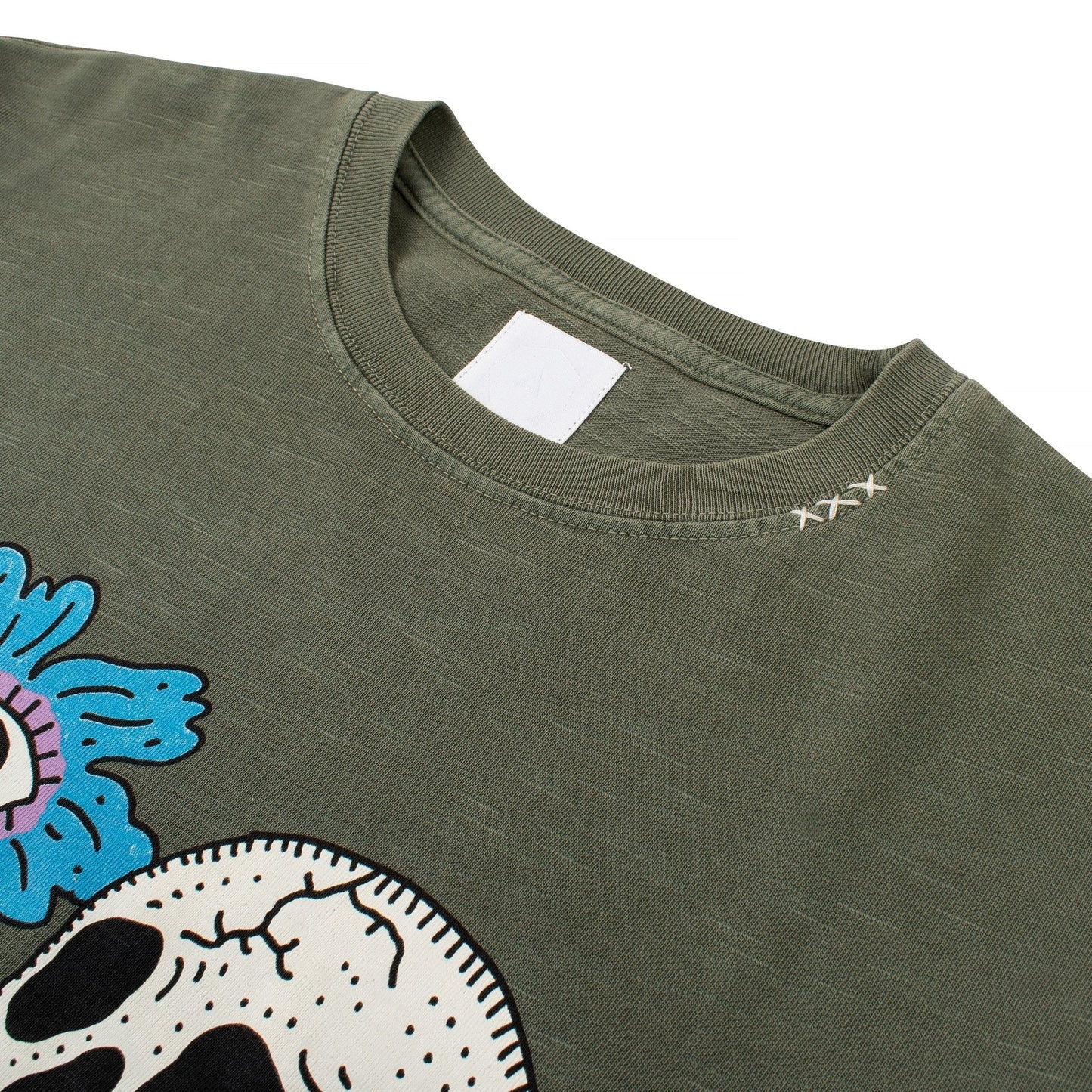 Floral Skull Tee | Defender Green