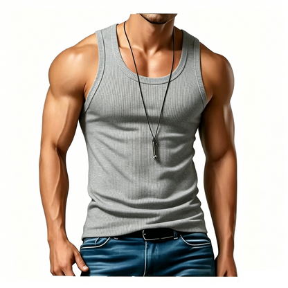 Men’s Wide-Strap Ribbed Tank Top – Comfortable, Stylish & Perfect for Everyday Wear