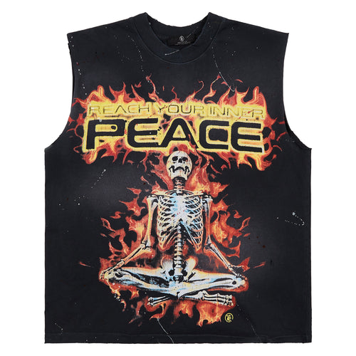 Inner Peace Skeleton Sleeveless Tee | Black