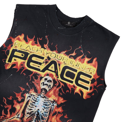Inner Peace Skeleton Sleeveless Tee | Black