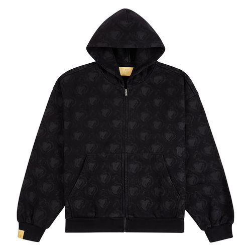 Monogram Zip Hoodie | Black