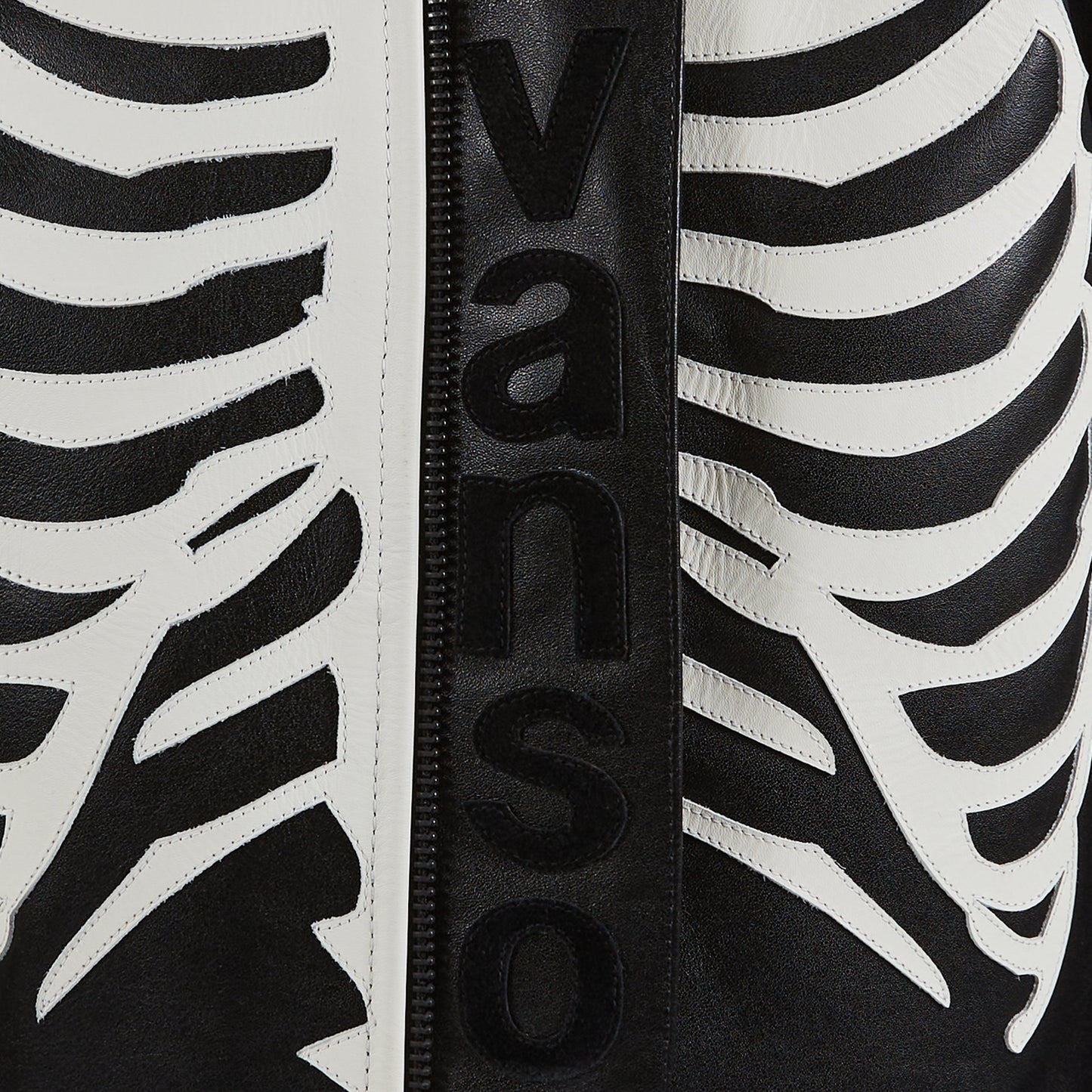 Bones Flat Leather Jacket | Black/White