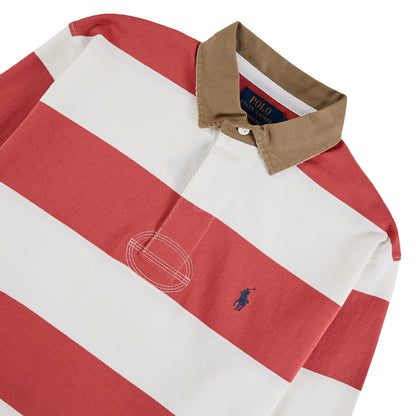 Khaki-Collar Rugby Shirt | Red Sky/Trophy Cream
