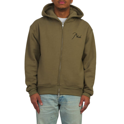 Classique Zip Up Hoodie | Moss Green/Black