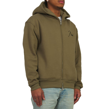 Classique Zip Up Hoodie | Moss Green/Black