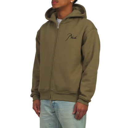 Classique Zip Up Hoodie | Moss Green/Black