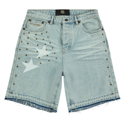 Half star Denim Short | Acid White/White