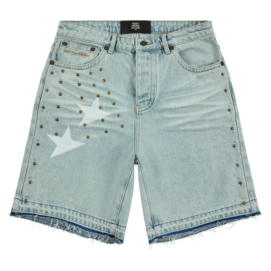Half star Denim Short | Acid White/White
