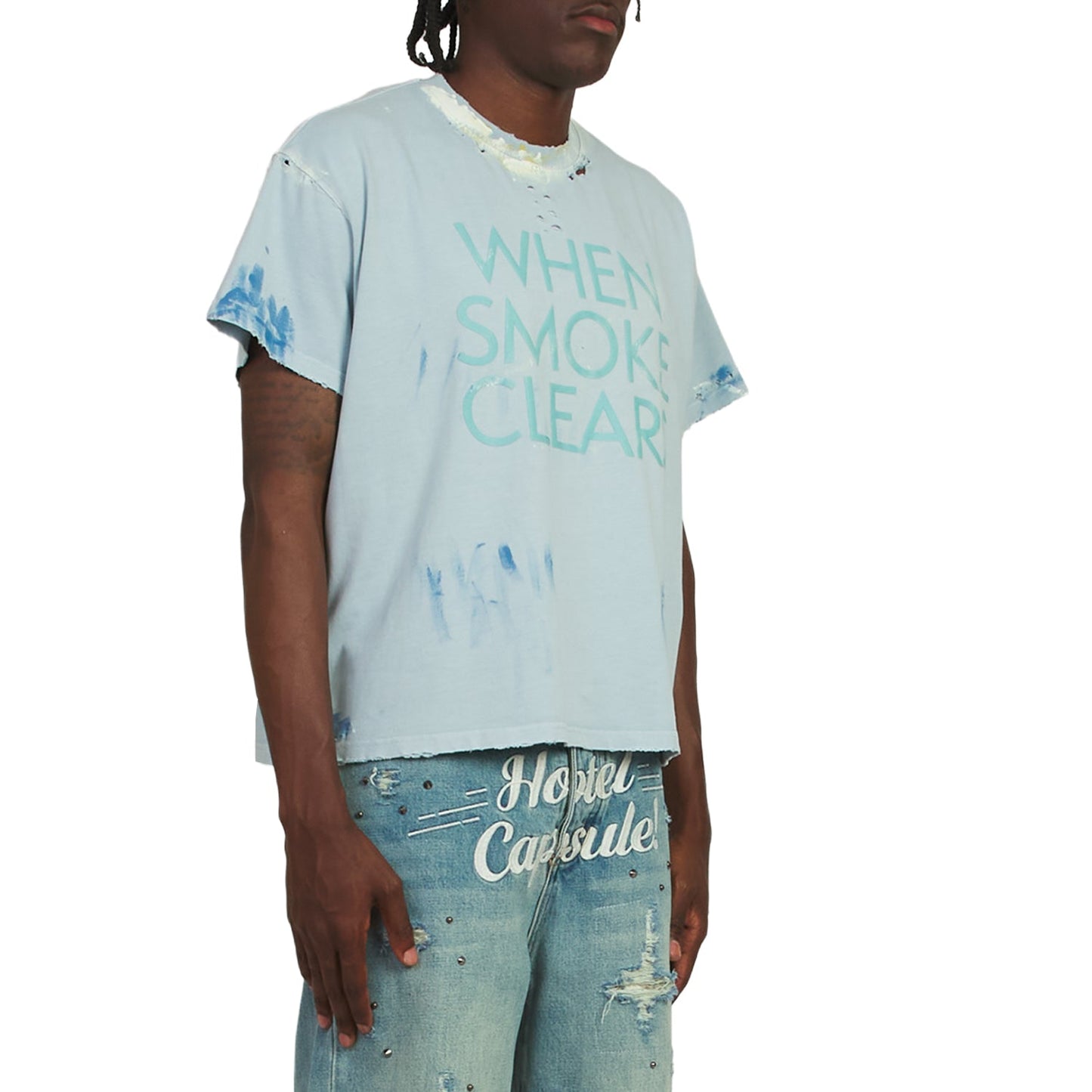 Paint Thrashed Tee | Sky Blue