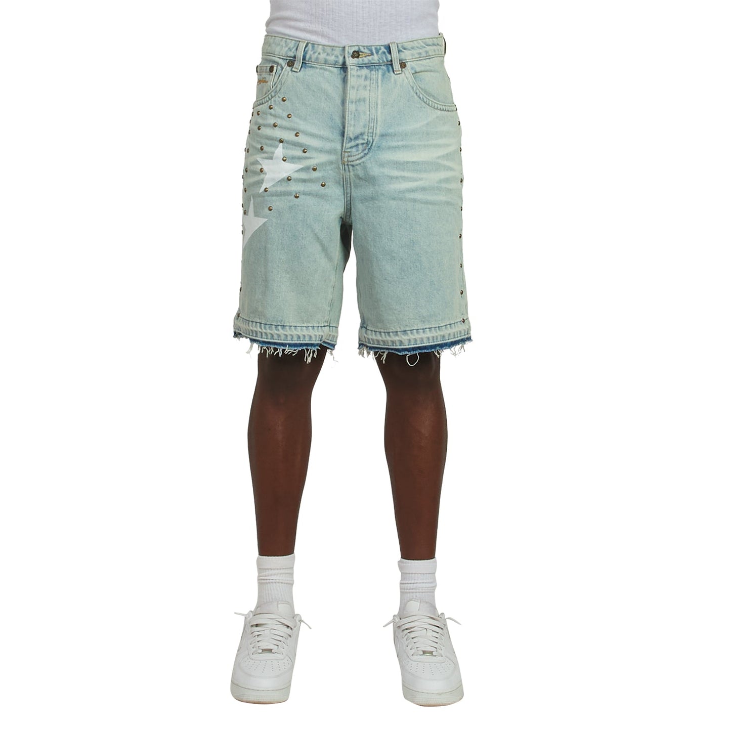 Half star Denim Short | Acid White/White