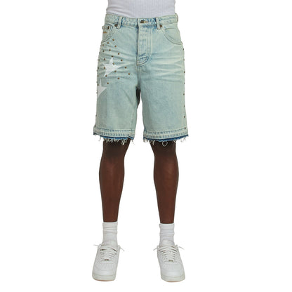 Half star Denim Short | Acid White/White