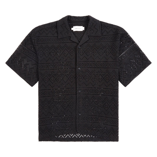 Pointelle Crochet Camp Shirt