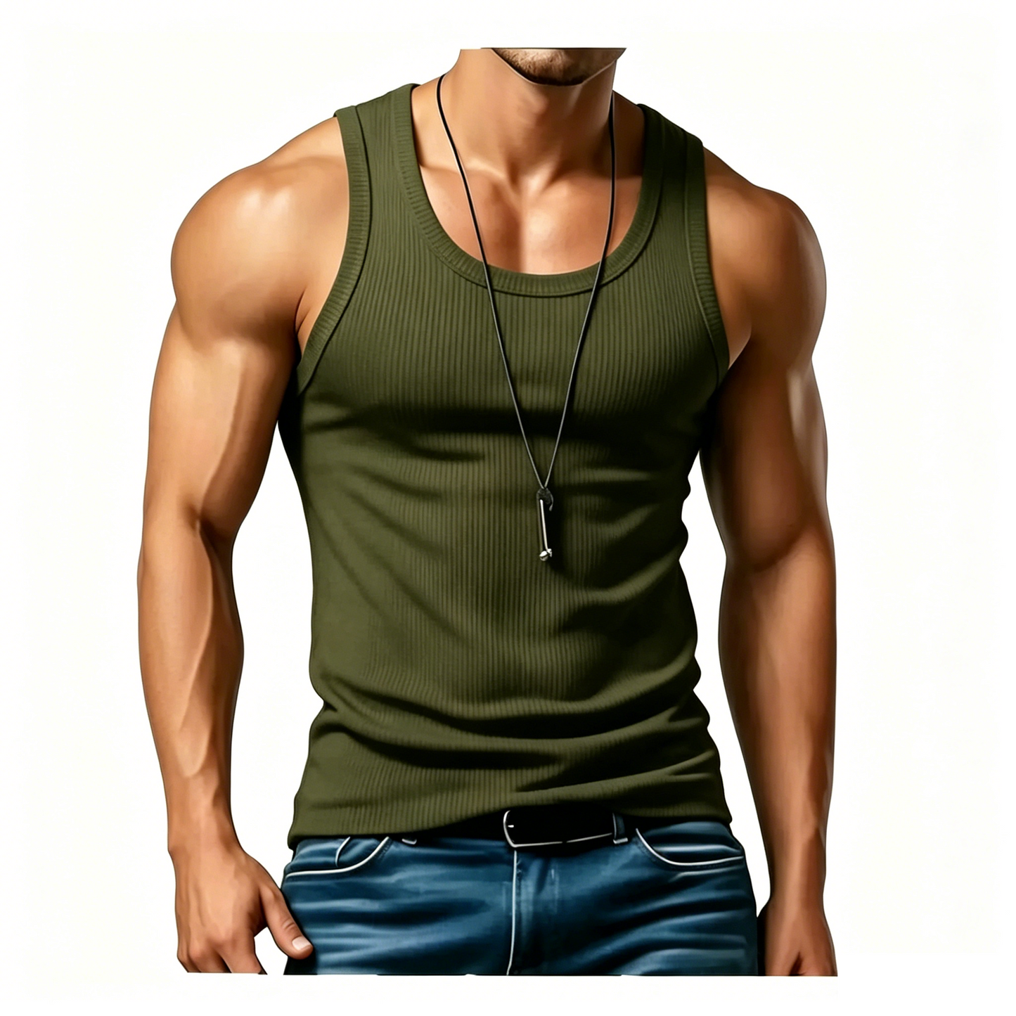 Men’s Wide-Strap Ribbed Tank Top – Comfortable, Stylish & Perfect for Everyday Wear