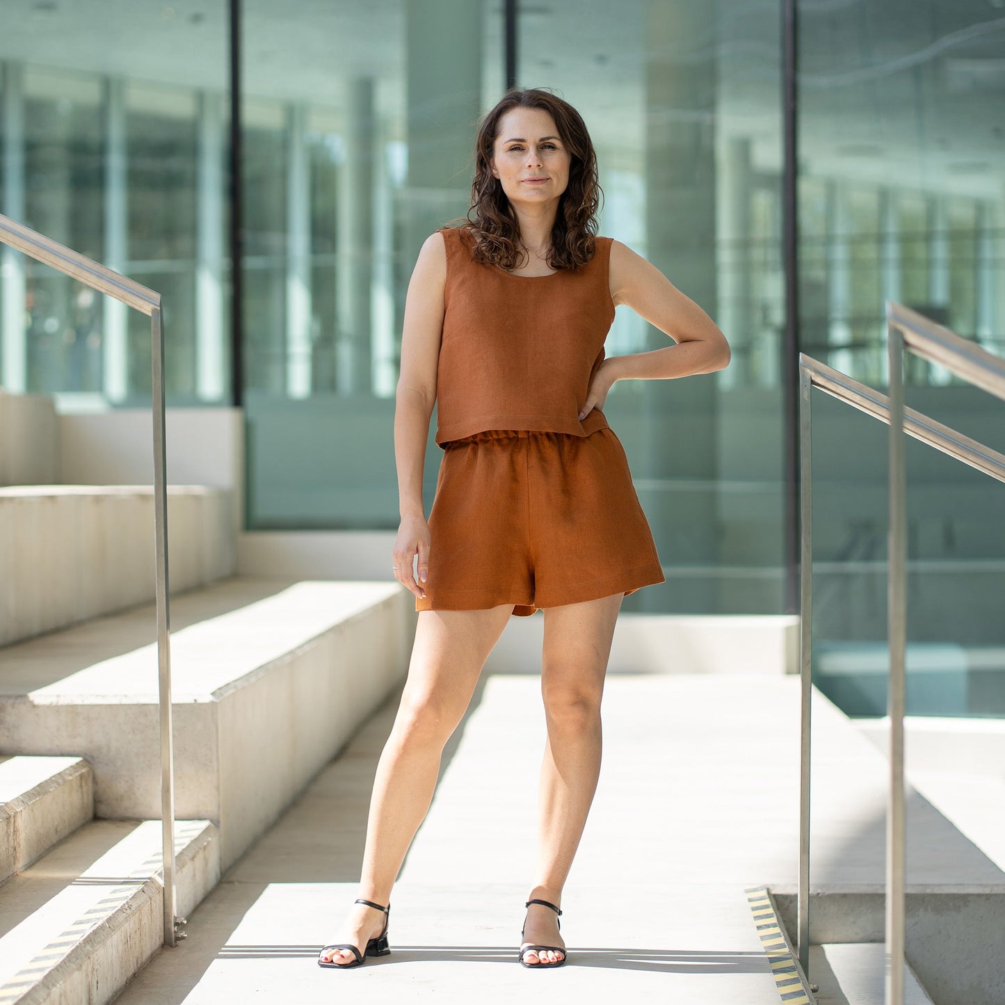 Linen Crop Top Ana Almond Brown