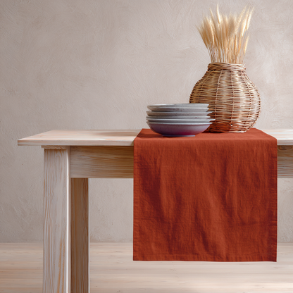 Linen Table Runner Dark Green
