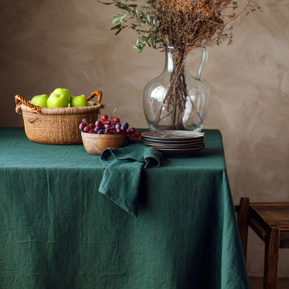 Linen Tablecloth Stone Green