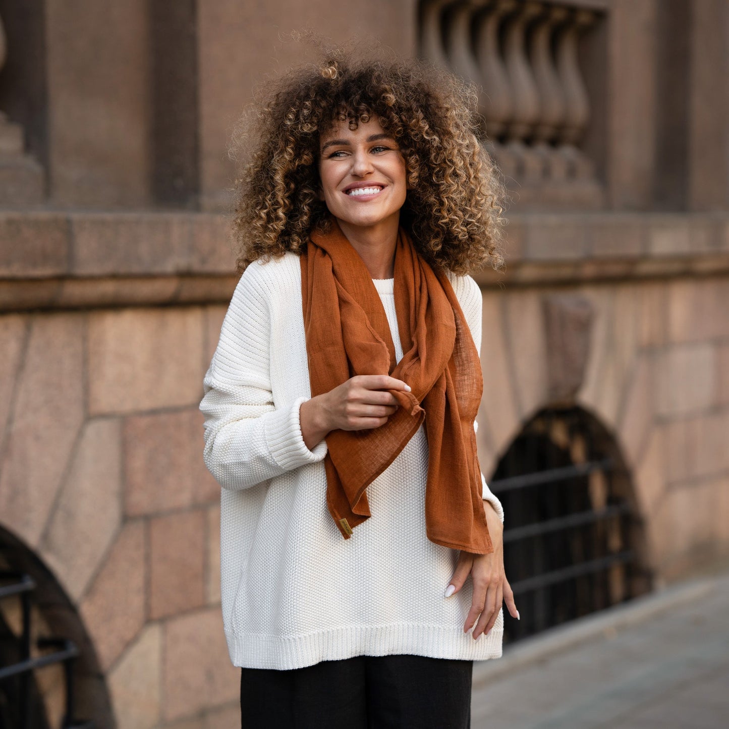 100% European Washed Linen Scarf