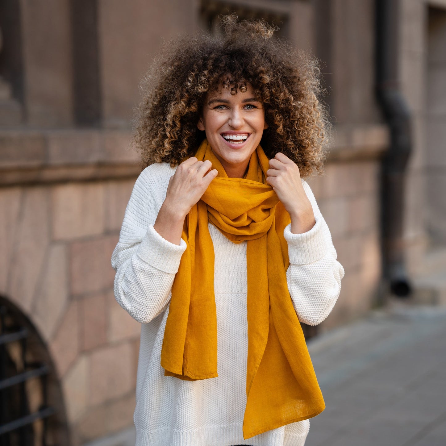 100% European Washed Linen Scarf