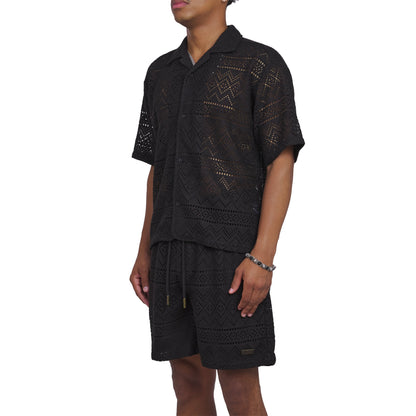 Pointelle Crochet Camp Shirt