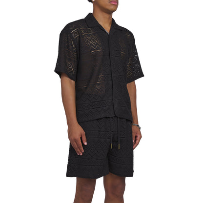Pointelle Crochet Camp Shirt