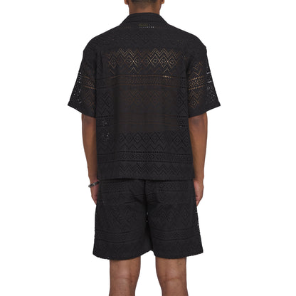 Pointelle Crochet Camp Shirt