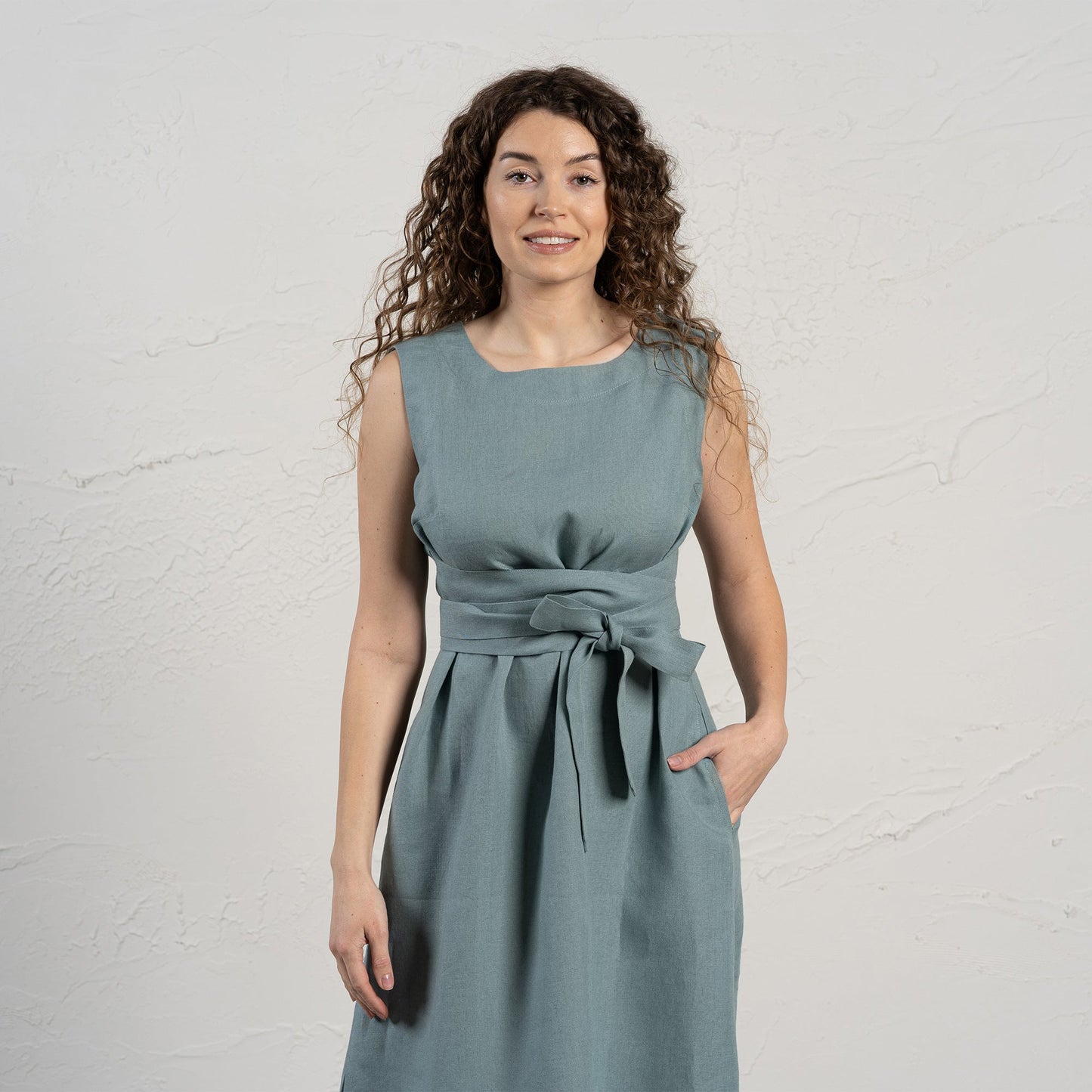 Sleeveless Obi Wrap Dress Hailey