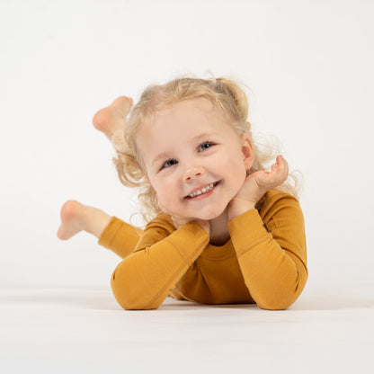 Kids' 160 Long Sleeve & Bottom 2-Piece Yellow