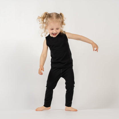 Kids' Merino Wool Singlet Tank Top Black