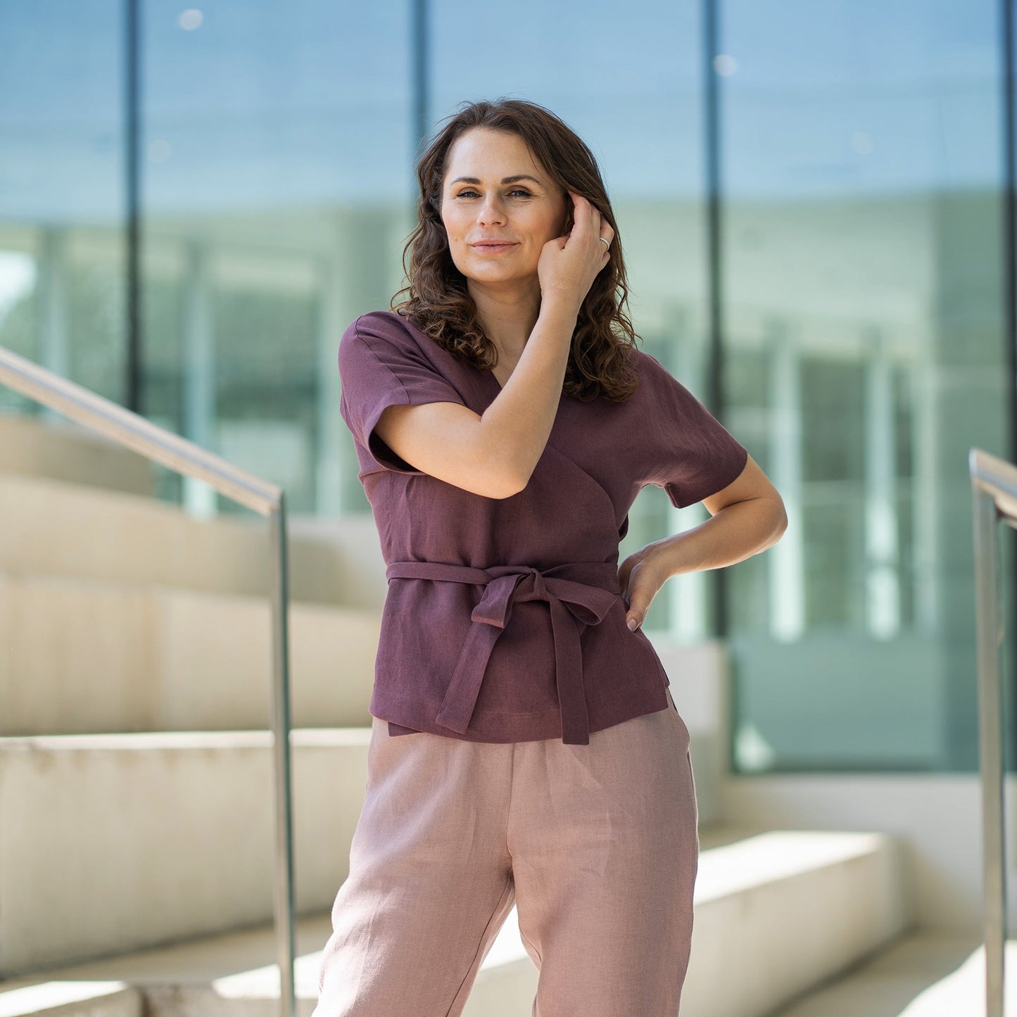 V-Neck Wrap Blouse Lila