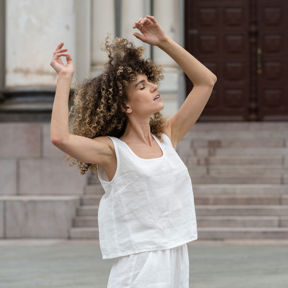 Linen Crop Top & Pants 2-Piece