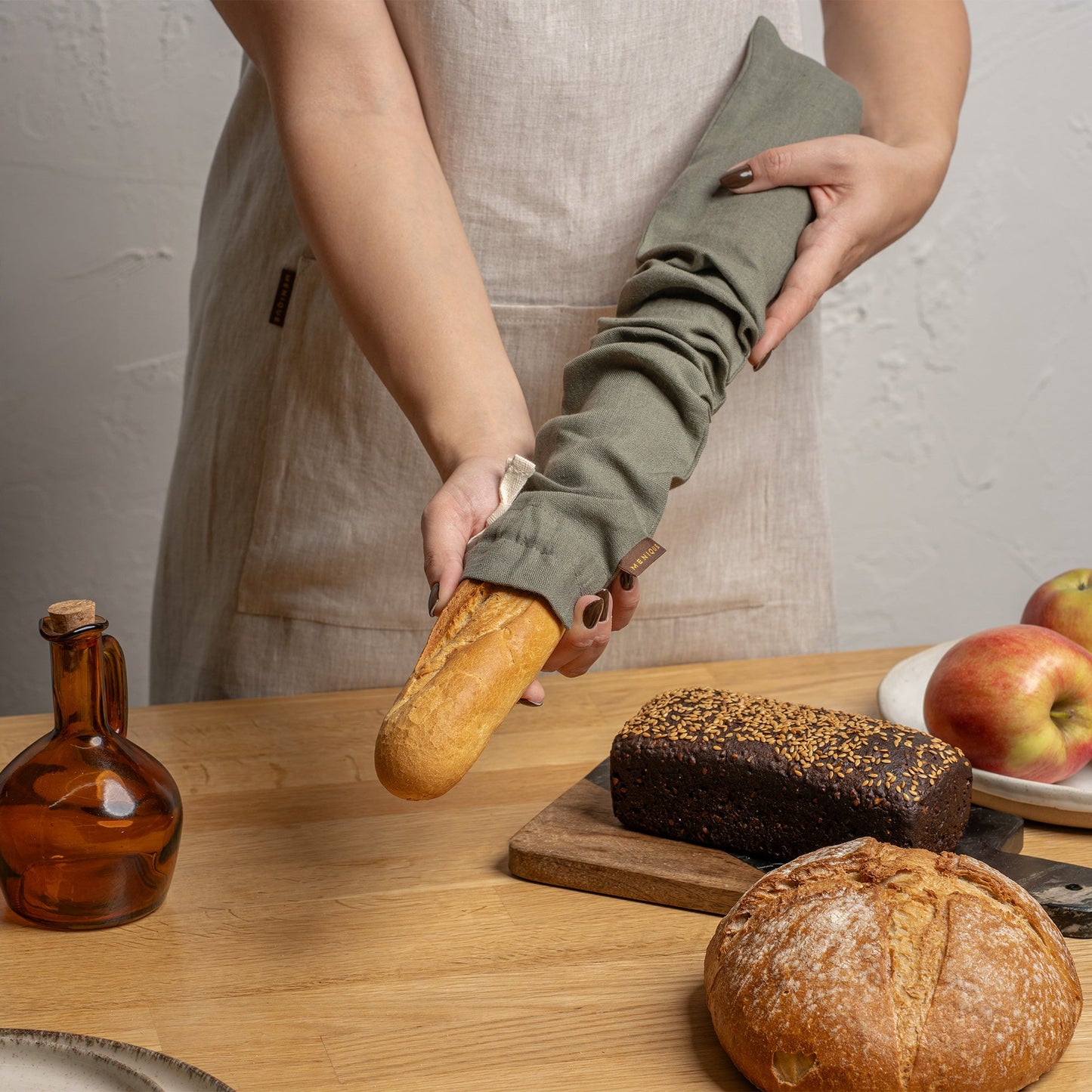 Natural 100% Linen Reusable Bread Bags 2-Pack
