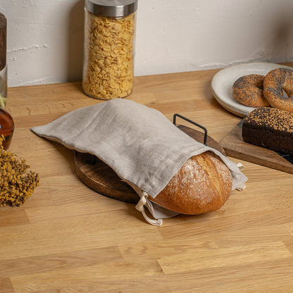 Natural 100% Linen Reusable Bread Bags 2-Pack