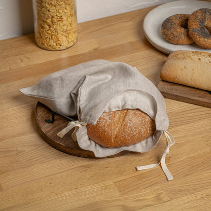 Natural 100% Linen Reusable Bread Bags 2-Pack