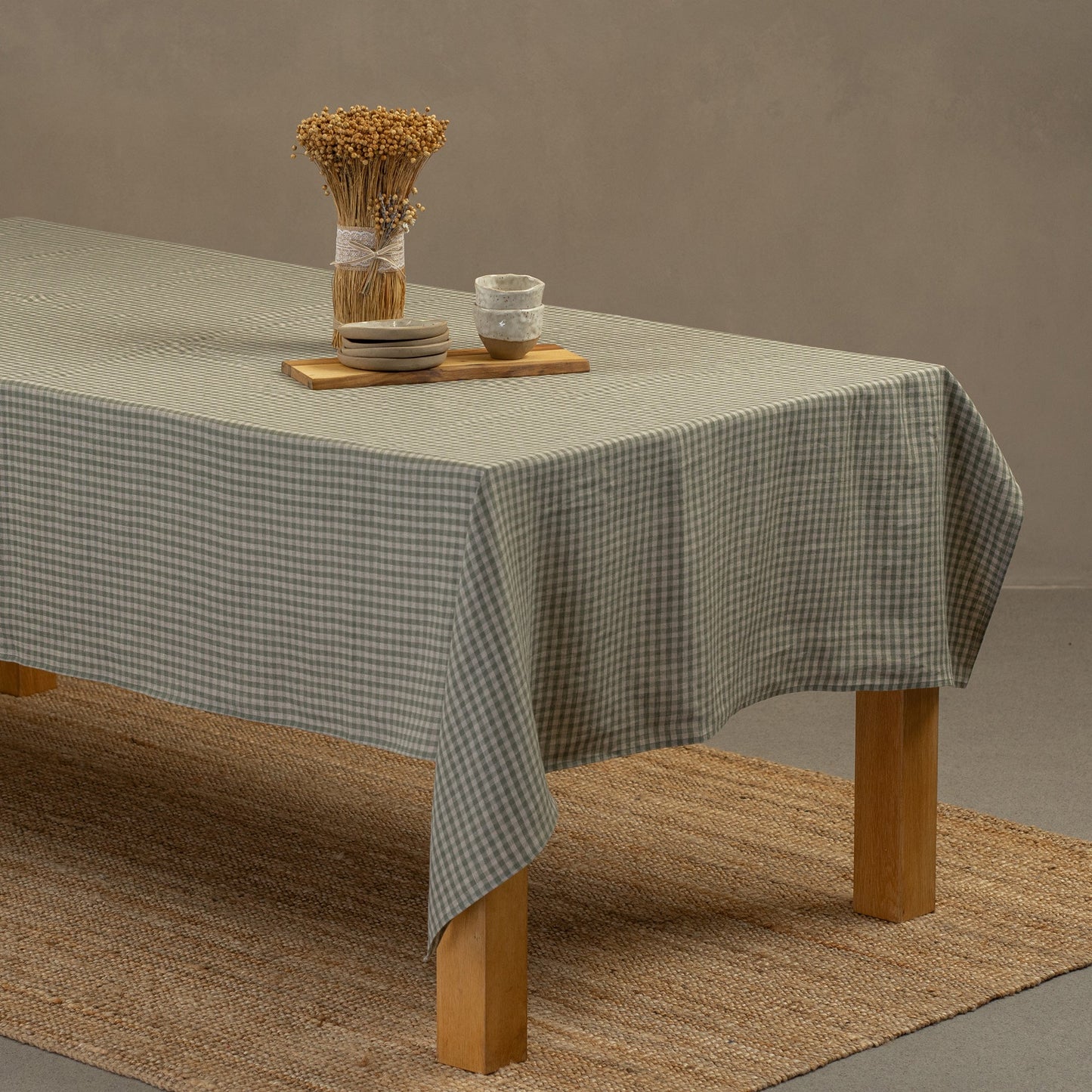 Linen Tablecloth Stone Green