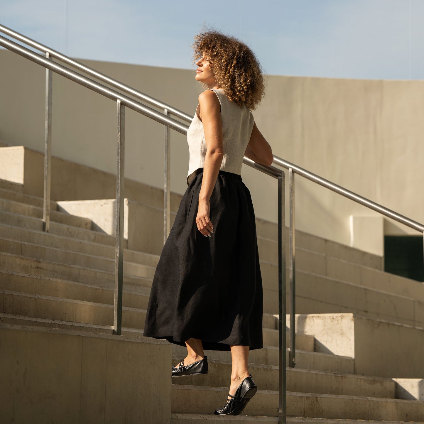 Linen Maxi Skirt with Pockets Sophia