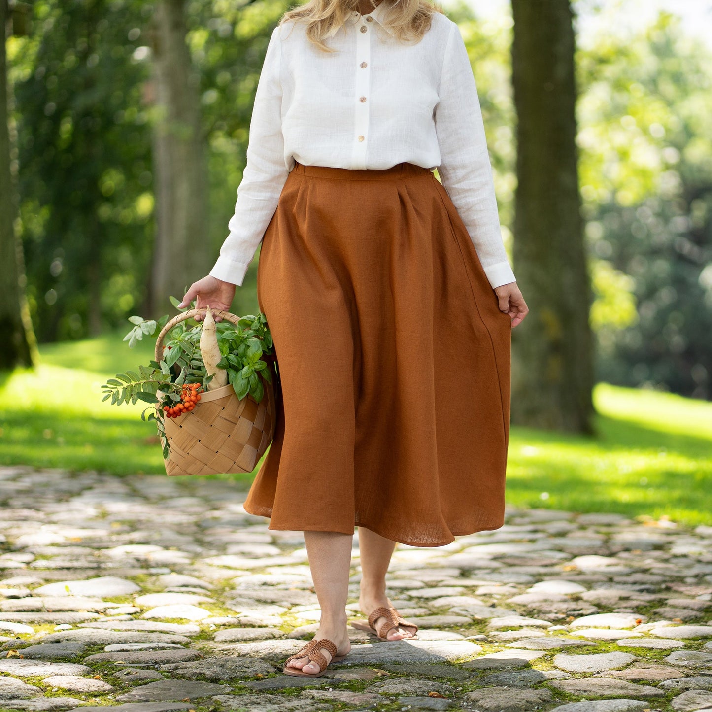 Linen Maxi Skirt with Pockets Sophia