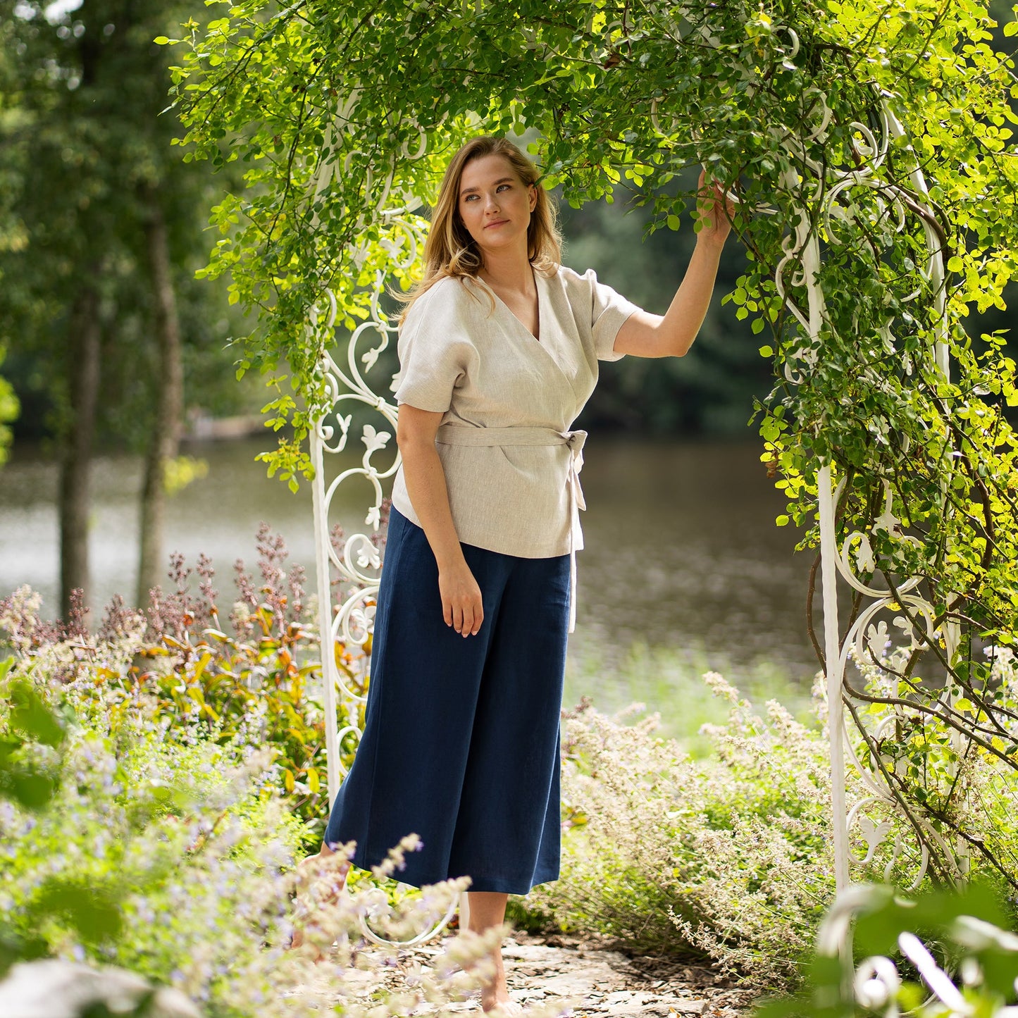 Linen Wrap Blouse Lila