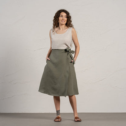 Midi Linen Wrap Skirt Beverly