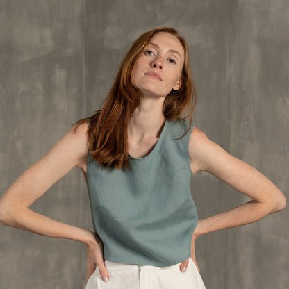 Cross Back Linen Top Serena