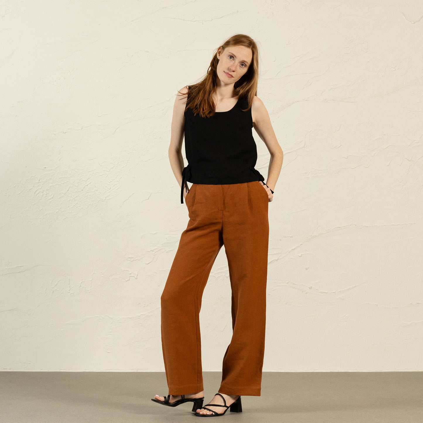 Linen Blouse with Side Ribbons Audrey