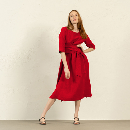 3/4 Sleeve Obi Wrap Dress Miley