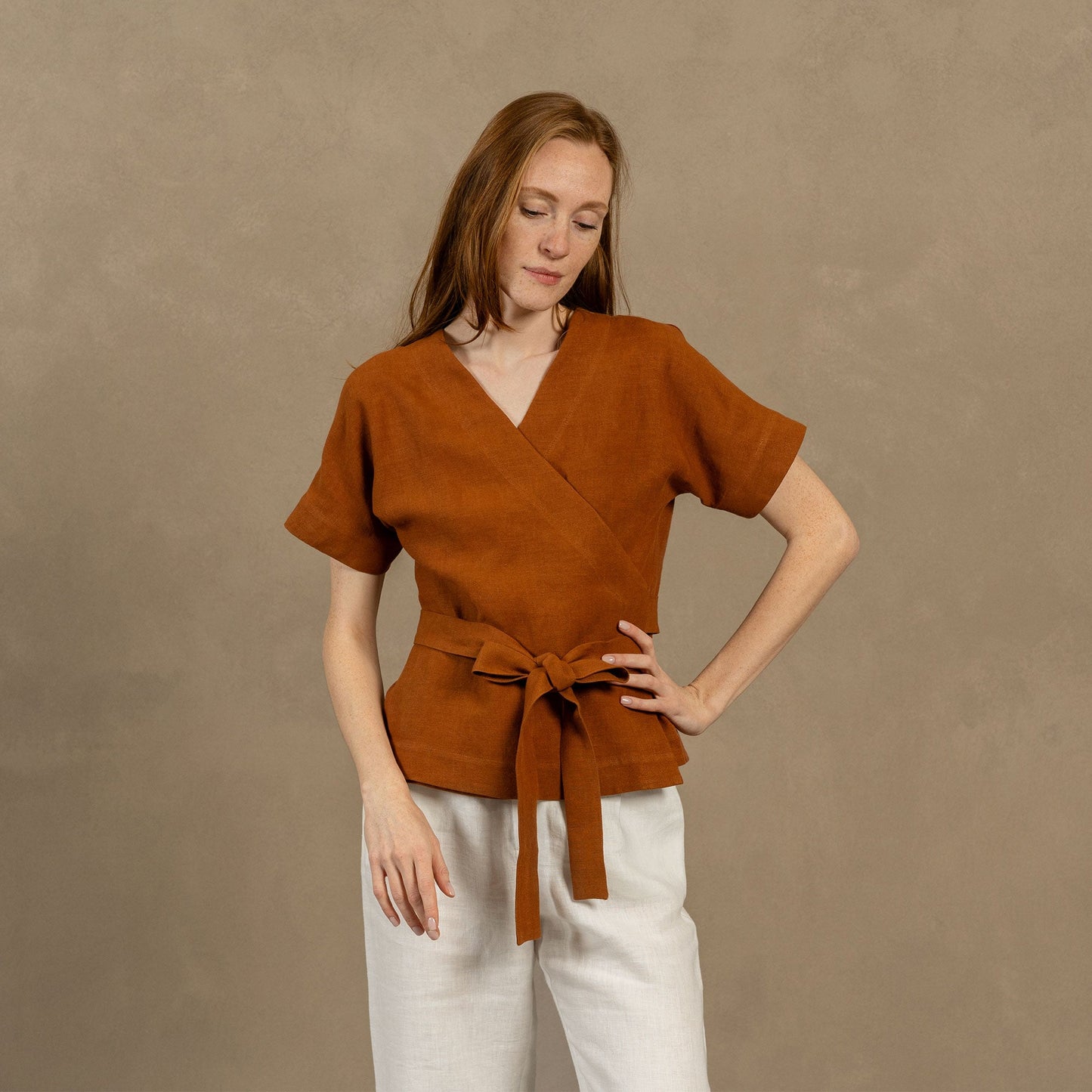 Linen Wrap Blouse Lila