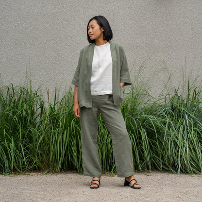 Linen Kimono Wrap Top Sakura