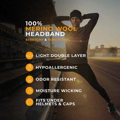 Men's Merino Functional Headband Black