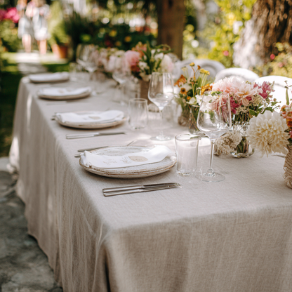 Linen Tablecloth Stone Green