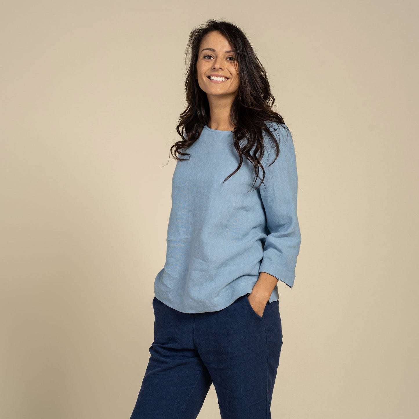 Linen Blouse Nora Cloudy Blue