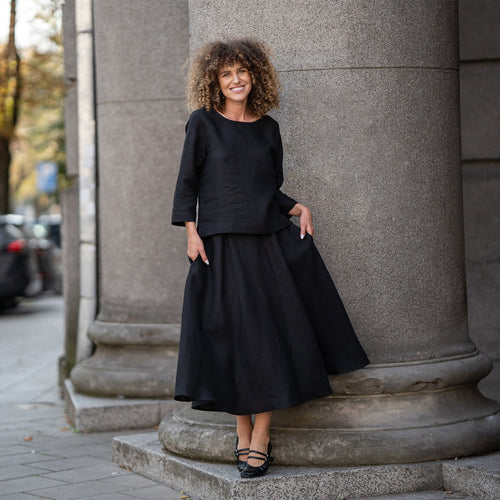Linen Blouse Nora Pure Black